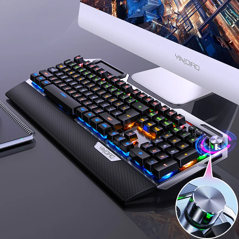 

K100 metal real mechanical keyboard luminous game green axis black axis wired USB with hand rest