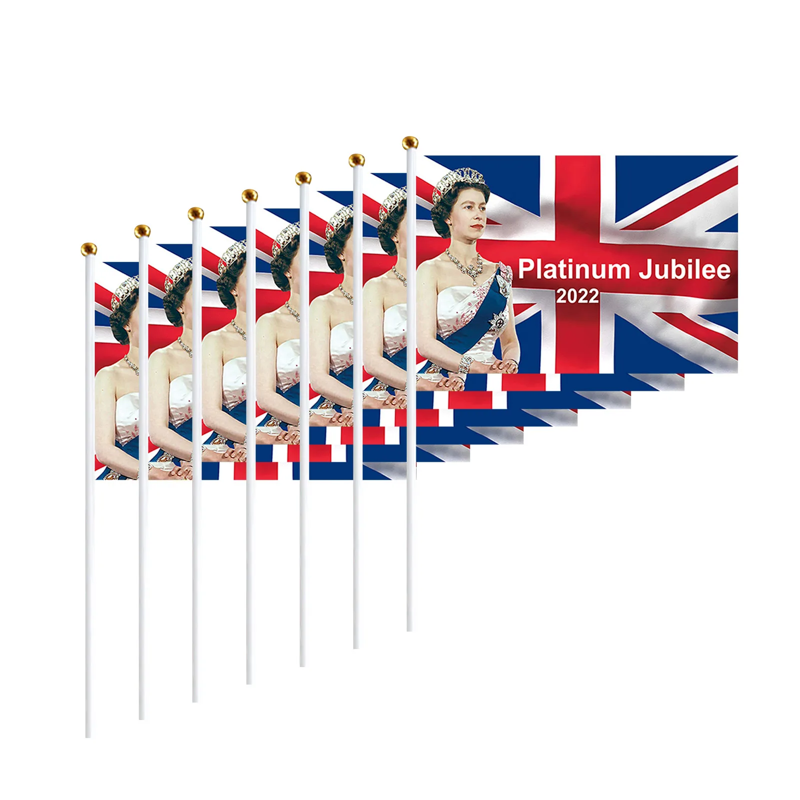 

7Pcs Queen Jubilee Hand Waving Flag 7Pcs Queens Platinums Jubilee Stick Flags Platinums Jubilee Flags 2022 Hand Held Union Jack