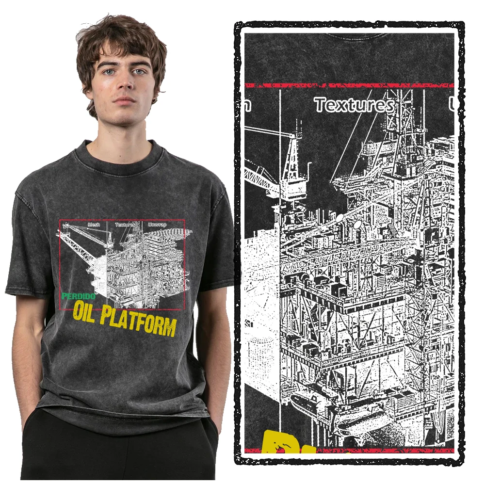 Coolmind U0119 Cool Oil Platform с принтом эксклюзивная мужская футболка графическим рисунком