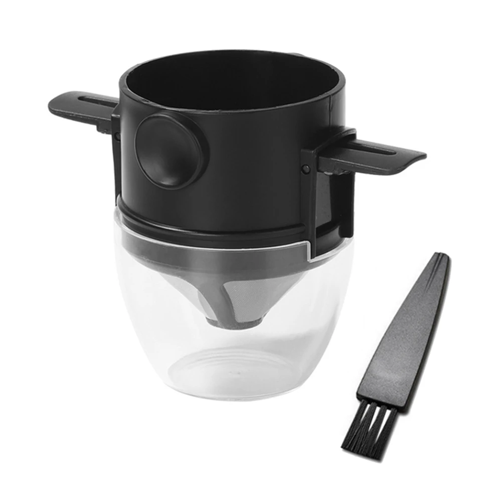 

Складной портативный фильтр для кофе, капельный держатель для кофе и чая, многоразовый безбумажный держатель для кофе с капельницей, черный
