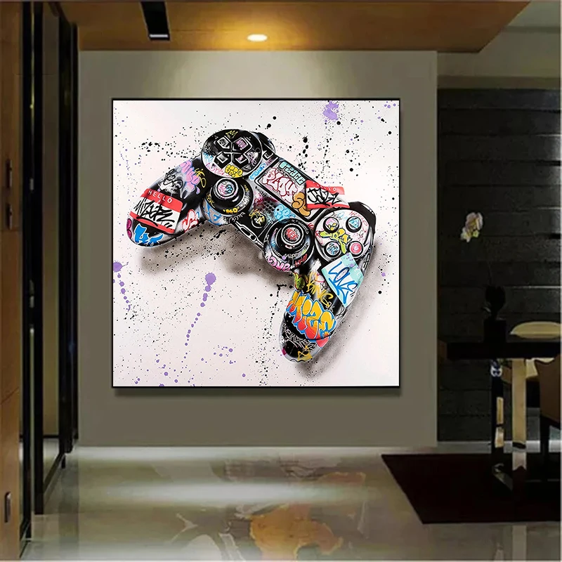 

Gamepad Controller Graffiti Art Canvas Painting Abstract Posters and Prints Wall Art Pictures for Living Room Home Decor Cuadros