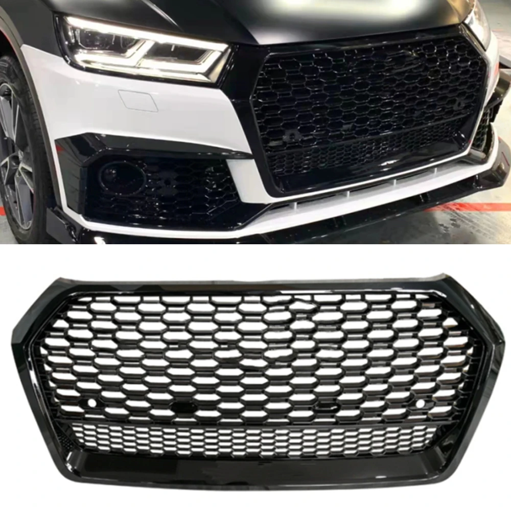 

Для RSQ5 Стильная передняя Спортивная Шестигранная сетчатая ячеистая крышка глянцевая черная решетка для Audi Q5 / SQ5 2018 2019 2020 Быстрая доставка