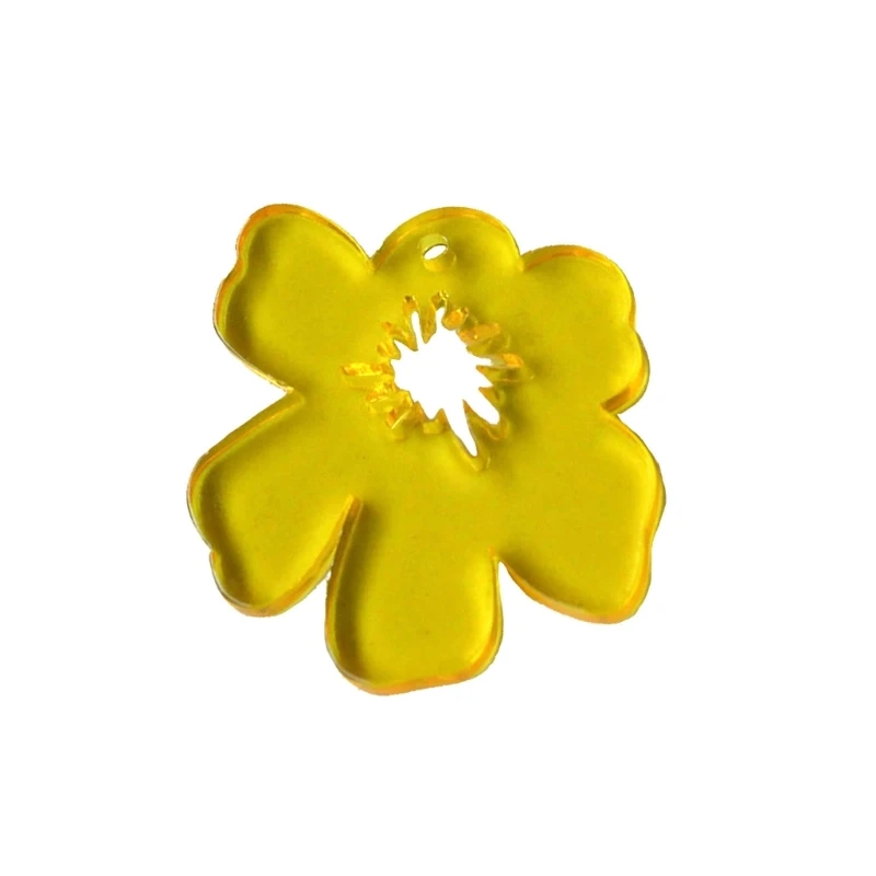 

Y51E Acrylic Hollow Six Flower Loose Beads Colorful Flower Charm Pendant DIY