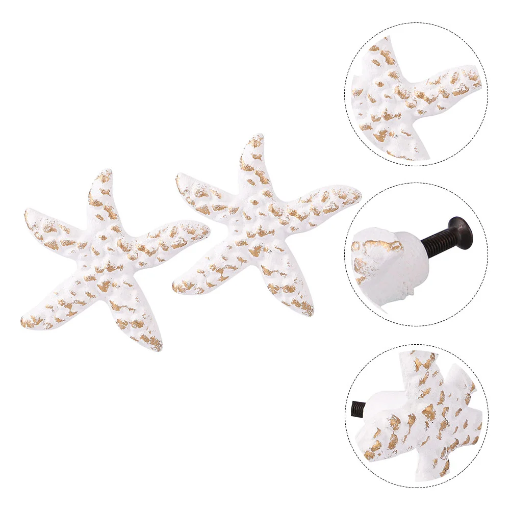 

2Pcs Sea Star Knobs Novel Retro Durable Creative Mediterranean Style Handles Iron Drawer Pulls Ocean Theme Handles