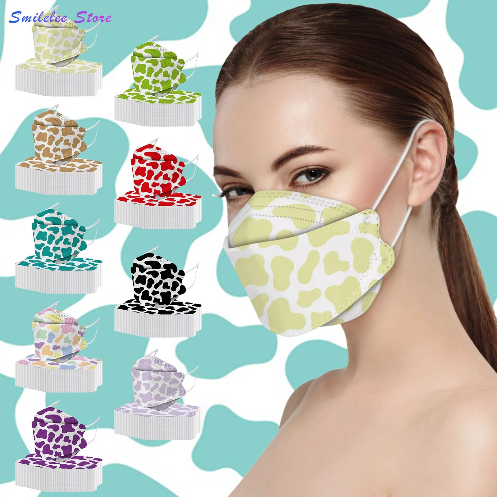 

Adult Fish-shaped Milk Pattern Printing Three-dimensional Cow Pattern Print Fashion Protective Mask Mouth Cover Mask Cosplay