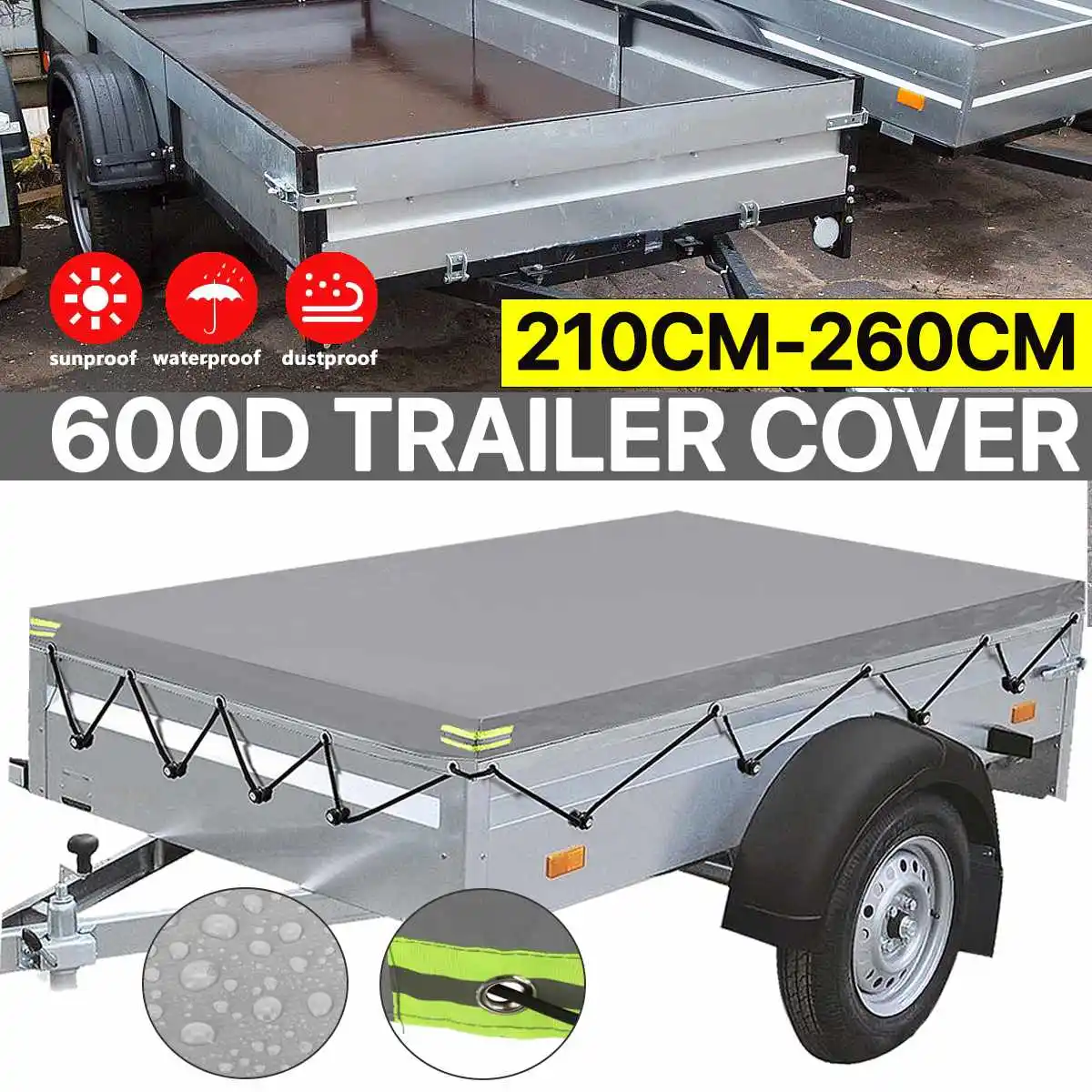 

150-260cm Camper Van Trailer Cover Canopy Roof Tent 600D Dust-proof Waterproof Protection Travel Camping Canopy Universal