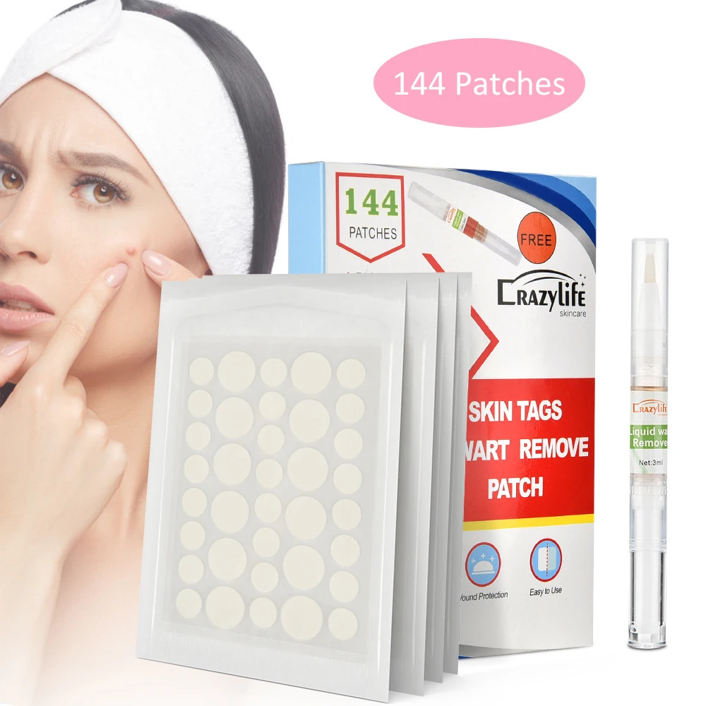 

144Patches Skin Tag Remover Facial Cleaning Wart Remove Black Dots Patch Natural Ingredient Painless Mole Remover Skin Care Tool