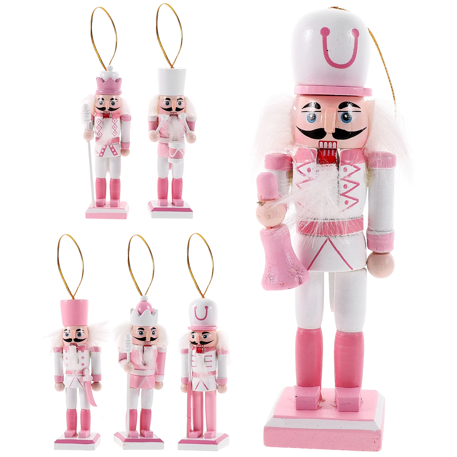 

6 Pcs Ornament Christmas Nutcracker Work Desktop Decor Wood Outdoor Nutcrackers