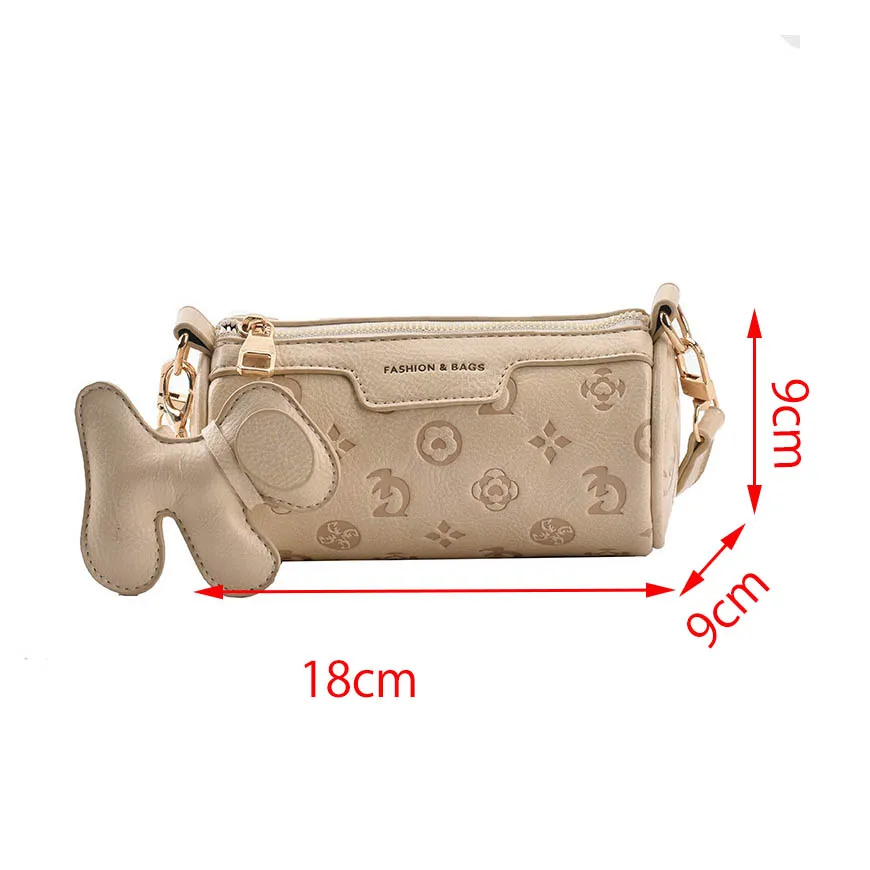 LC PU Leather One Shoulder Cylinder Thin Strap Underarm Bag Classic Print 2022 New Strap Pony Pendant Fashion Trend for Women