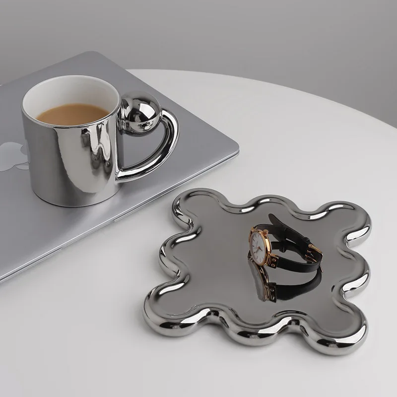 

Креативная керамическая кофейная фоточашка в скандинавском стиле, набор чайных чашек с подносом, для офиса и дома, посуда, персонализирован...