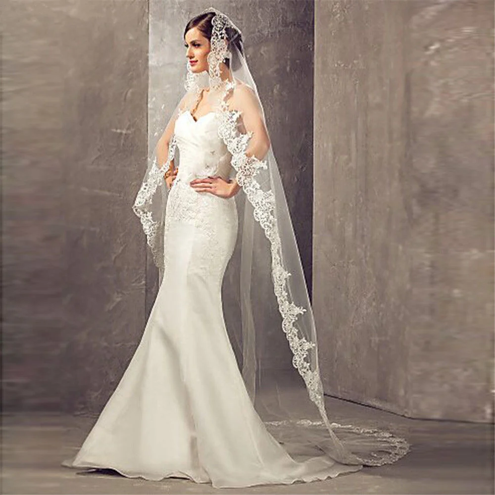 

2022 Best Selling 3 Meters Long Cheapest Chapel Length White Ivory Bridal Veils with Comb Veu De Noiva Longo Wedding Veil