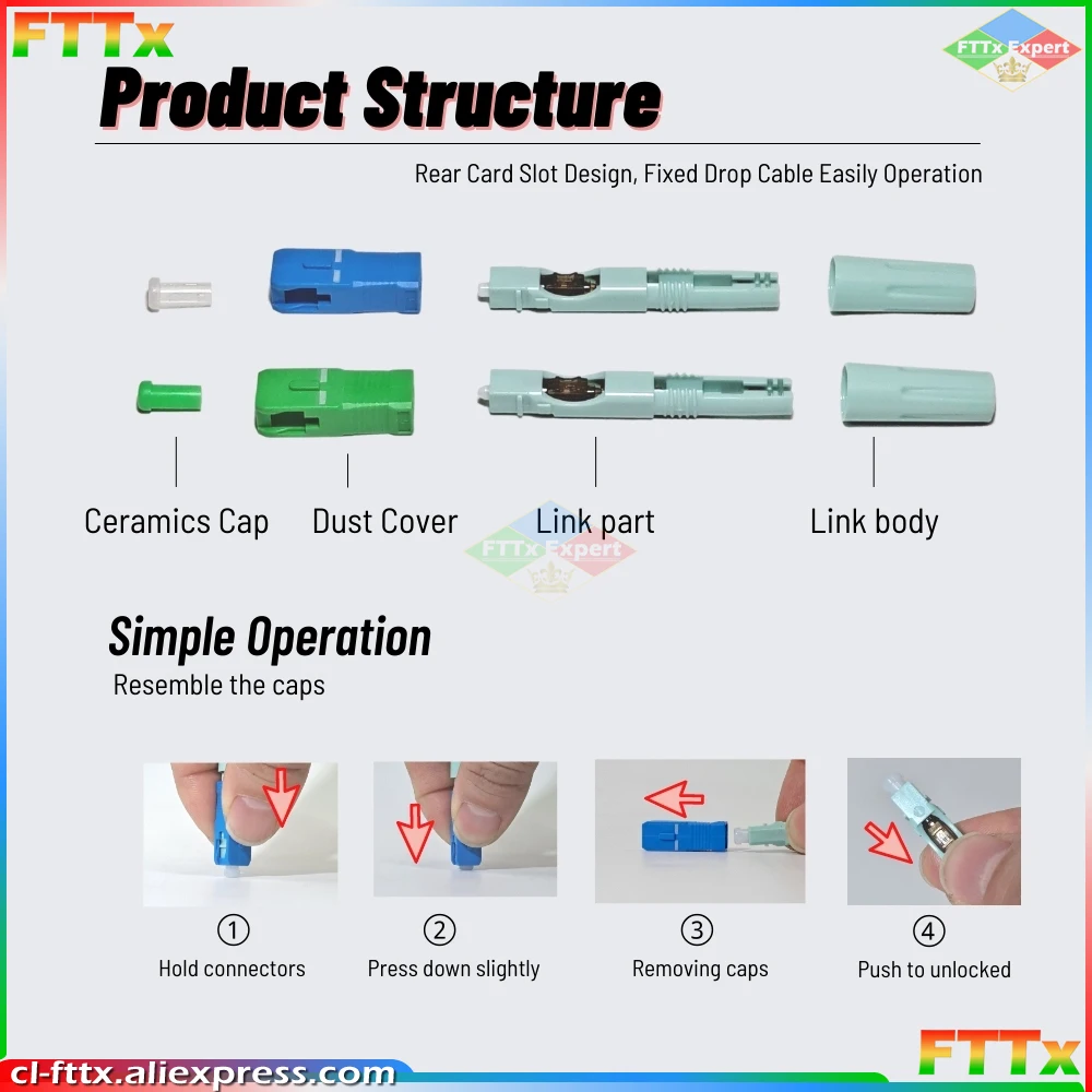 New Original SC APC quick Optical Connector FTTH Tool Cold Connector Tool SC UPC Fiber Optic Fast Connector