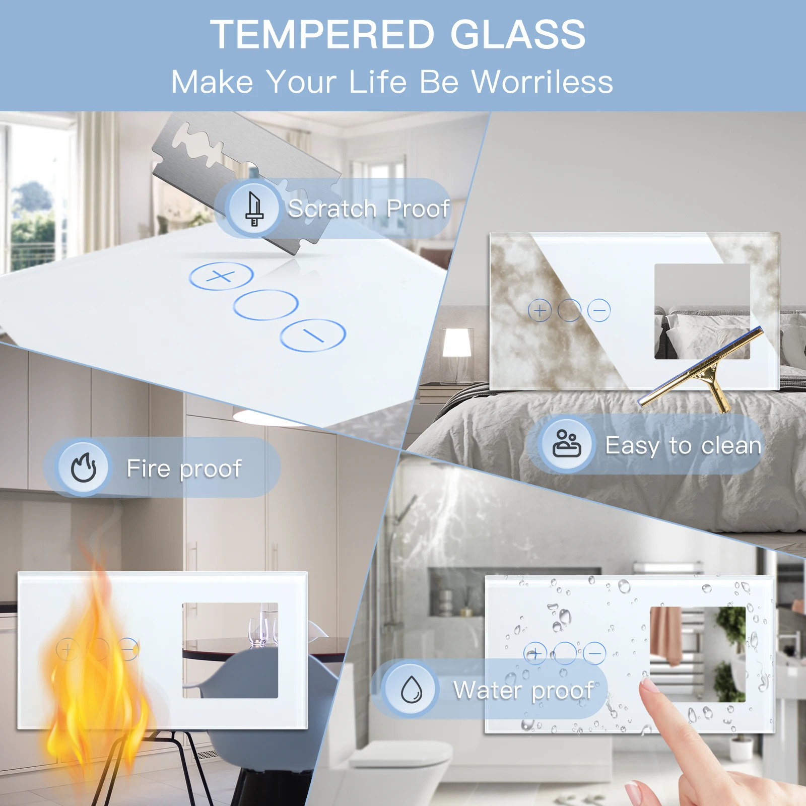 Настенный сенсорный светодиодный переключатель BSEED 1 клавиша диммер розетка с