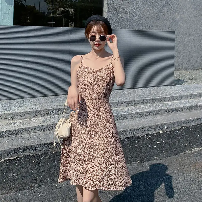 

2023 Summer Fashion Short Boho Dress Women Mini Floral Print Dresses Female Sleeveless Printed Waist Holiday Dress
