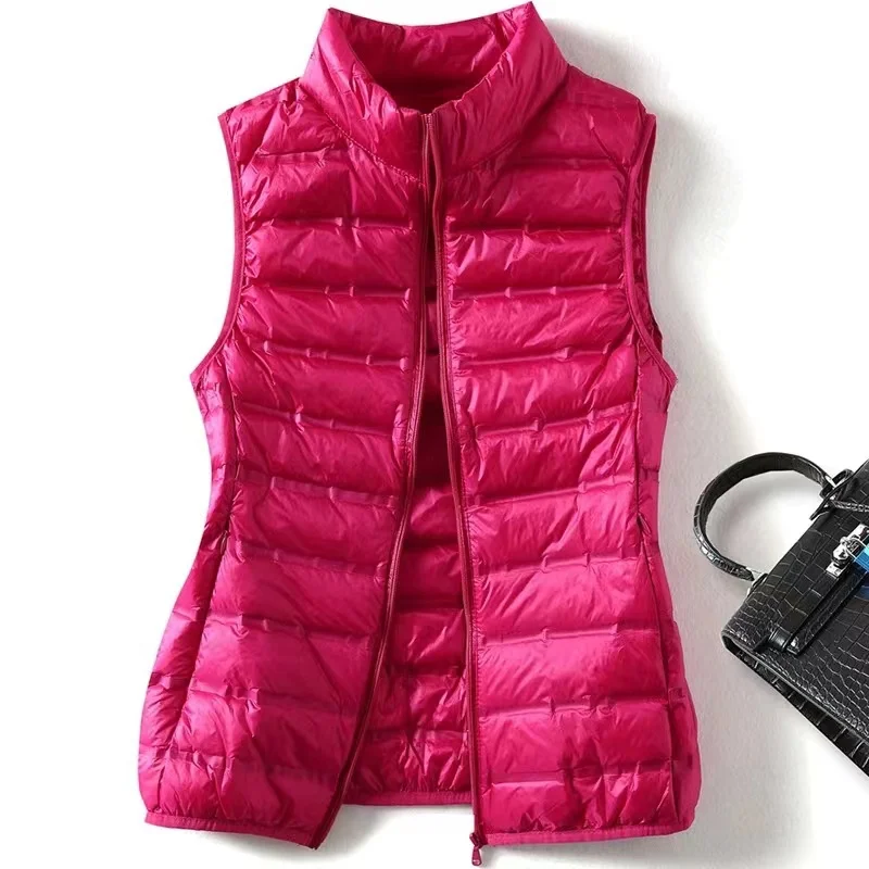 New Women Sleeveless Women's Ultra Light 90% Down Vests Slim Jacket Girl Gilet Lightweight Windproof Warm Waistcoat Portable