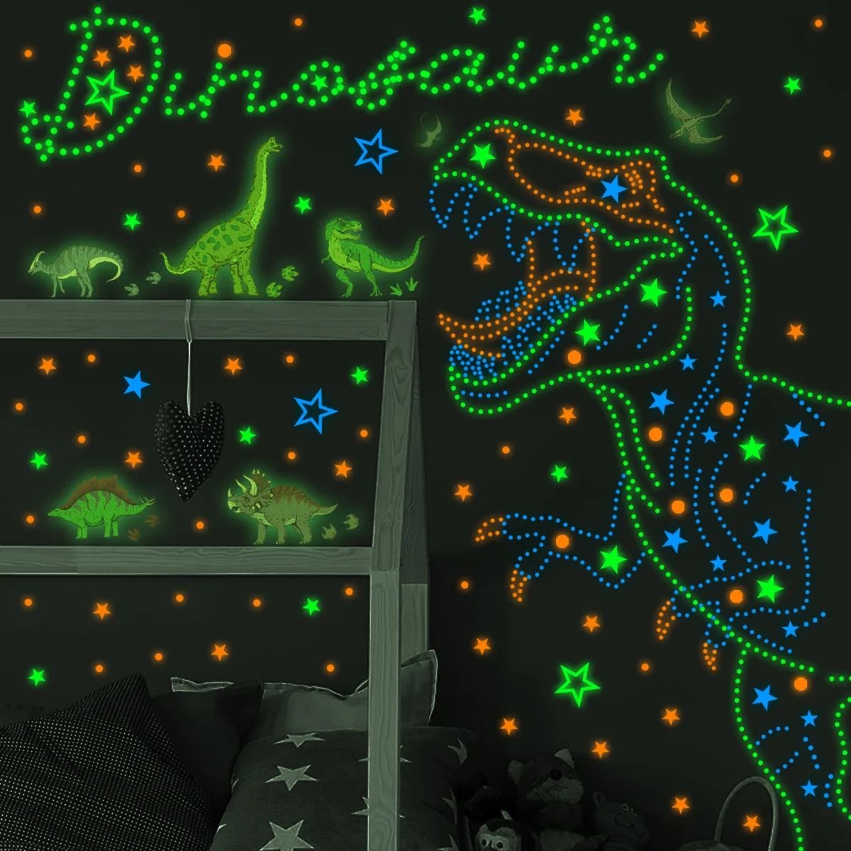 

925pcs Luminous Dinosaur Star Dot Wall Sticker Creative Glow Wallpaper for Living Room Bedroom Children's Room DIY Decoration
