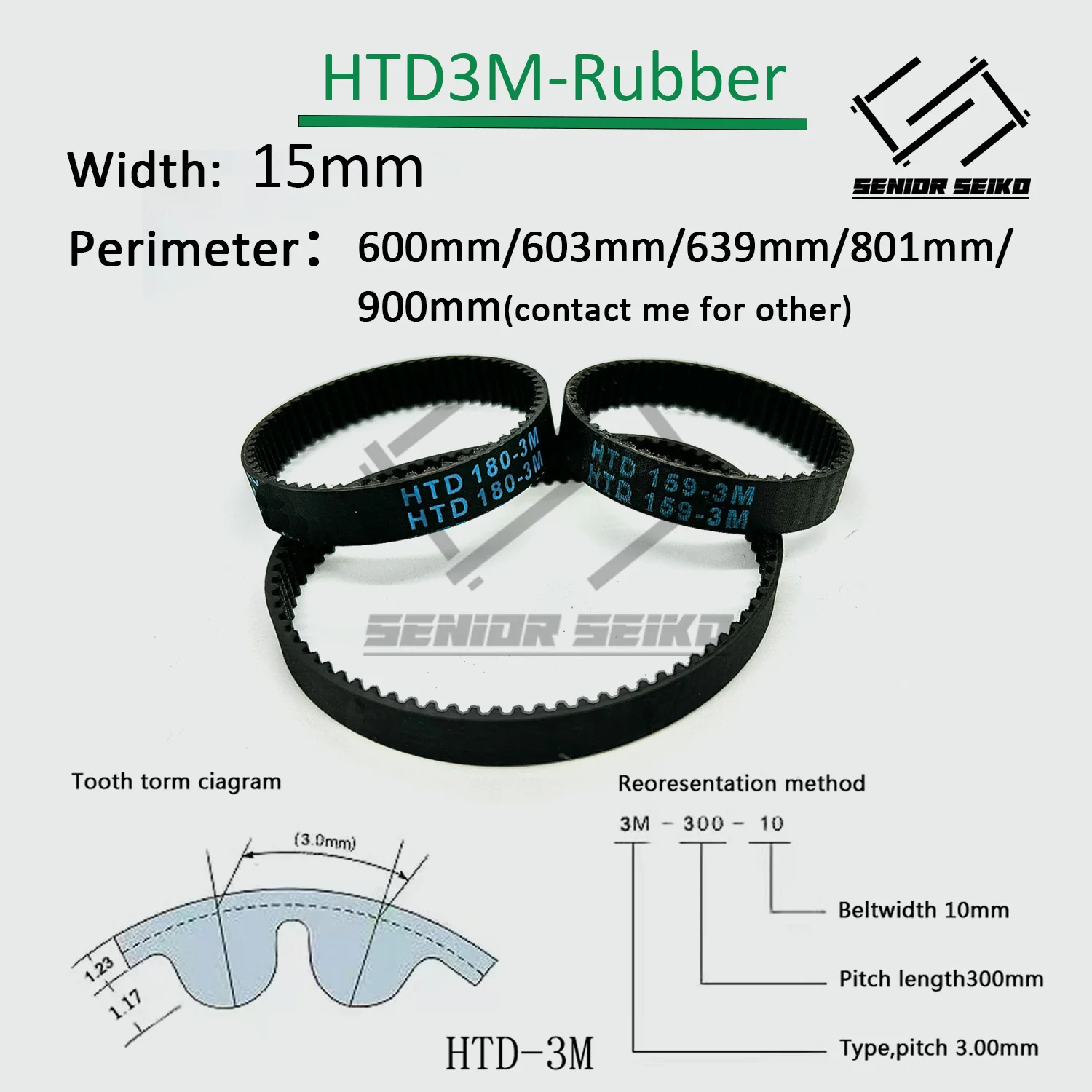 Комплект HTD3M 100 зубьев 50T комплект ремней зубчатого шкива ширина ремня 15 мм