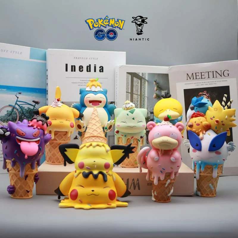 

Новинка фигурка мороженого Покемон Пикачу холодный Бульбазавр храплакс Psyduck летняя модель Статуэтка кукла игрушка подарок для детей