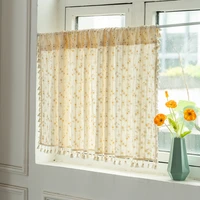 modern minimalist daisy tassel short curtain for kitchen bay window balcony coffee half curtain