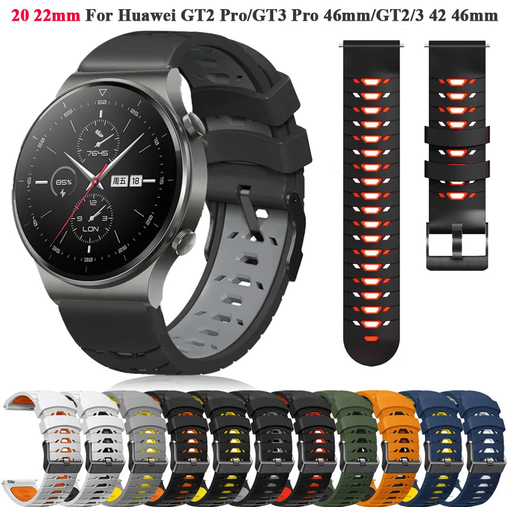 

Ремешок силиконовый для смарт-часов HUAWEI Watch GT2 GT 3 Pro 46 43 мм, спортивный браслет для часов HUAWEI GT3 GT2 42/46 мм, 20 22 мм