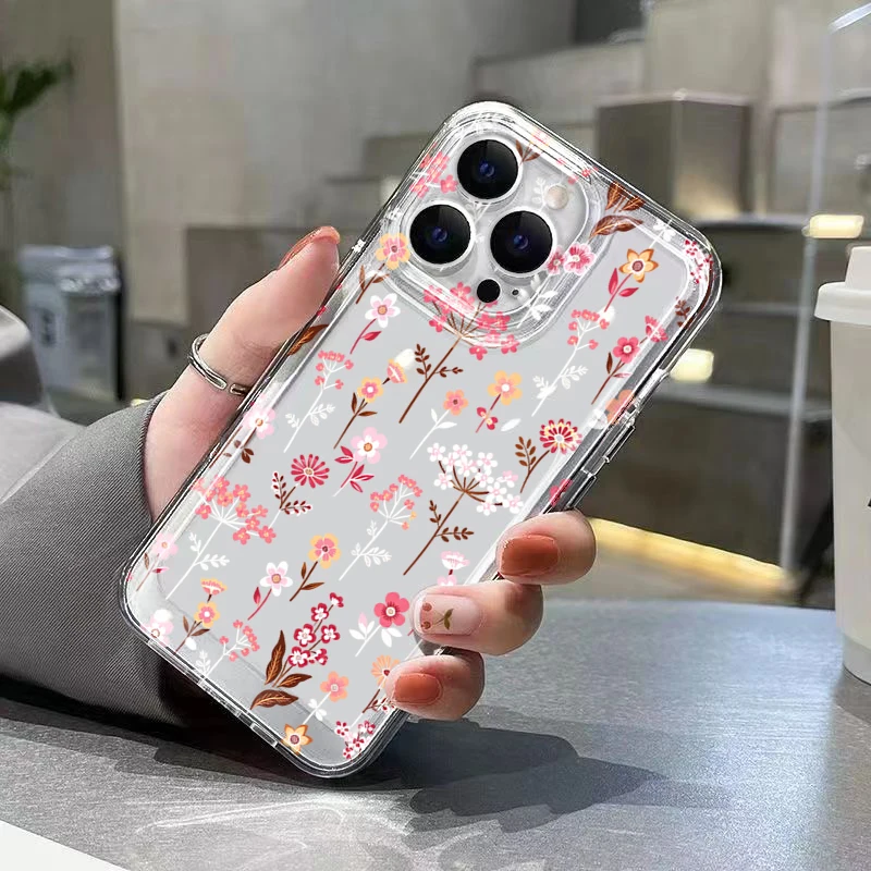 Фото Бело-розовый прозрачный чехол с цветочным принтом для Samsung Galaxy S26 Ultra S25 FE S24 S23 S22 Plus A17 A37 A57 A56 A55 A54 A53 №3