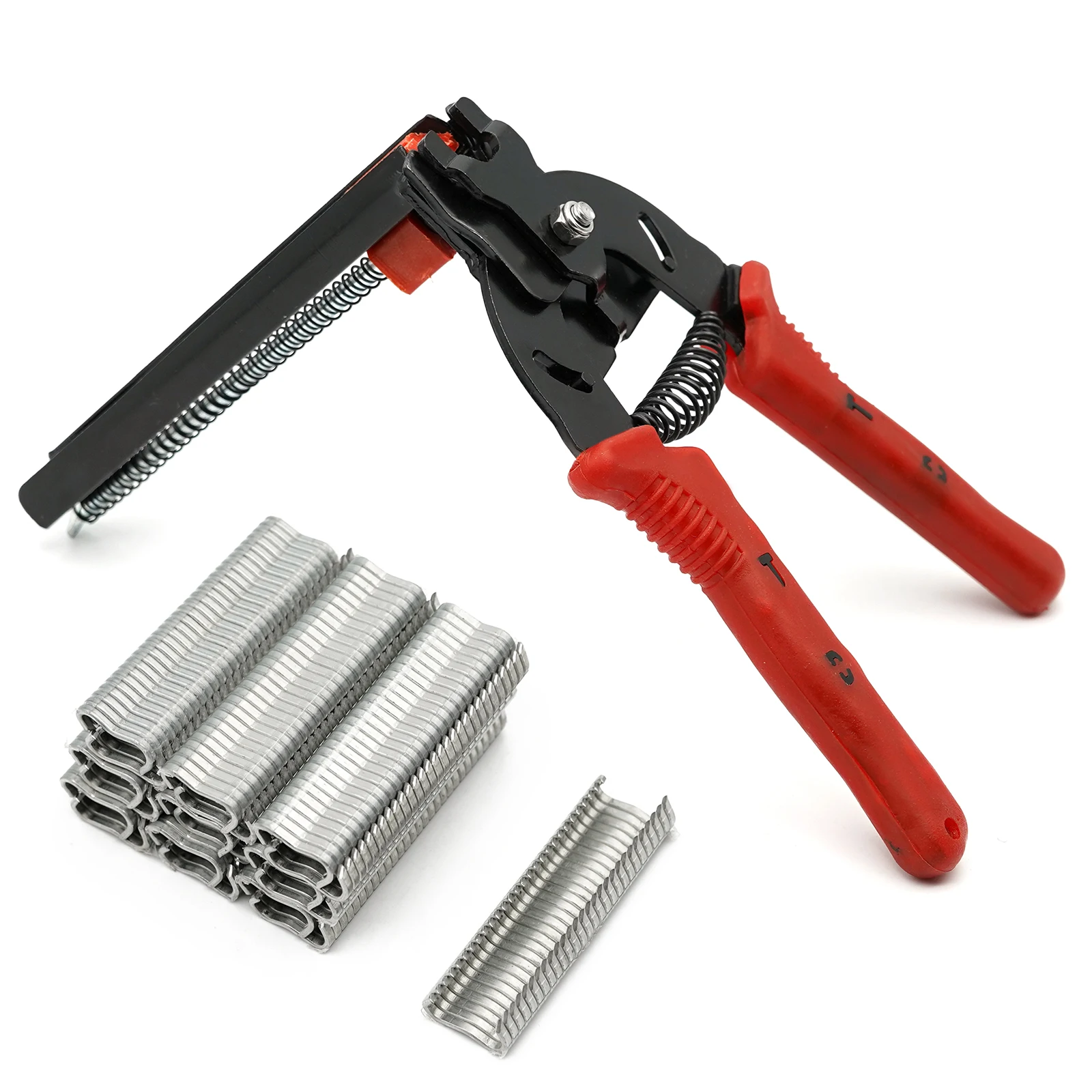 

Ploutry Cage Pliers Fastening Clamp Hog Ring Pliers and 600 Nails Staples Installation Tool for chicken Mesh Cage Wire Fencing