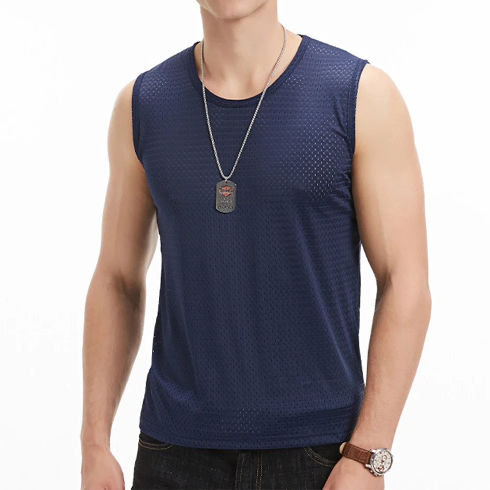 

Men T-shirt Ice Silk Tank Tops Underwear Mens Undershirt Shirts Male Bodyshaper Wrestling Fitness Mesh Breathable Singletss