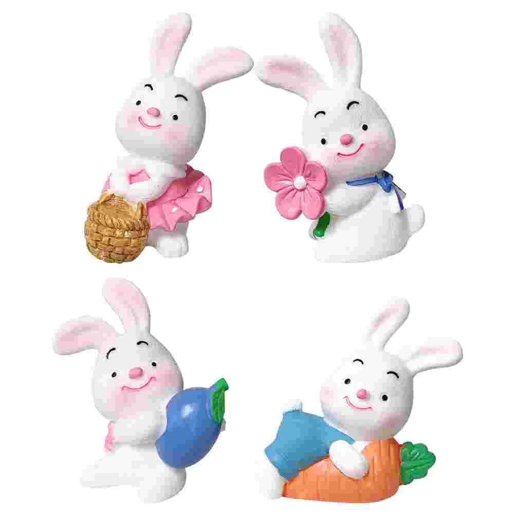 

Rabbit Bunny Mini Figurine Year Resin Miniature Decoration Car Figurines Landscape Zodiac New Statue Cake Ornamentdecor