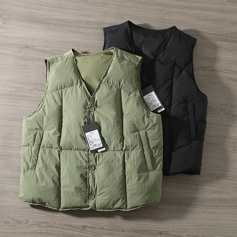 Простой мужской зимний утепленный Свободный теплый жилет в японском ретро стиле