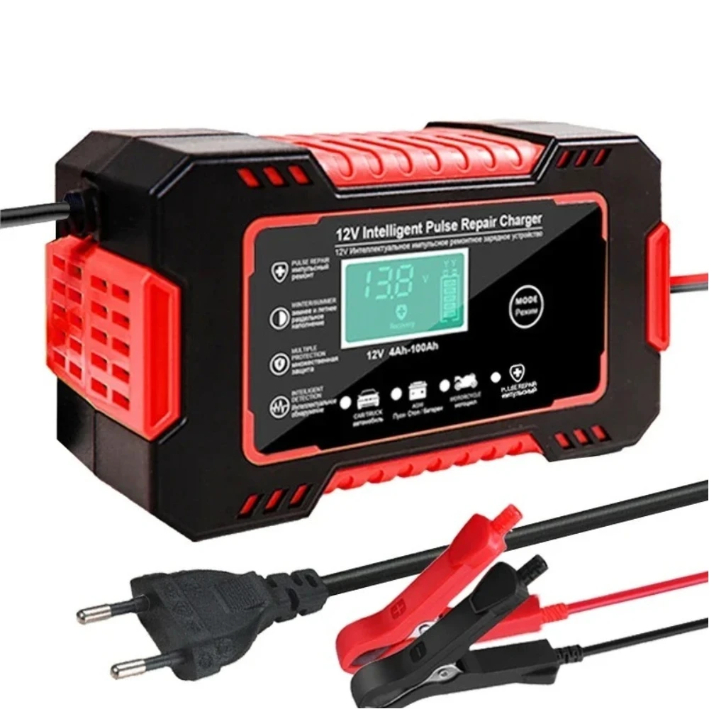 Автомобильное зарядное устройство для аккумуляторов 12 В с ЖК-дисплеем и функцией