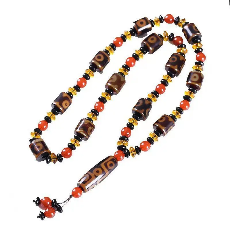 Агат девять глаз Dzi ожерелье с бусинами универсальная простая подвеска в