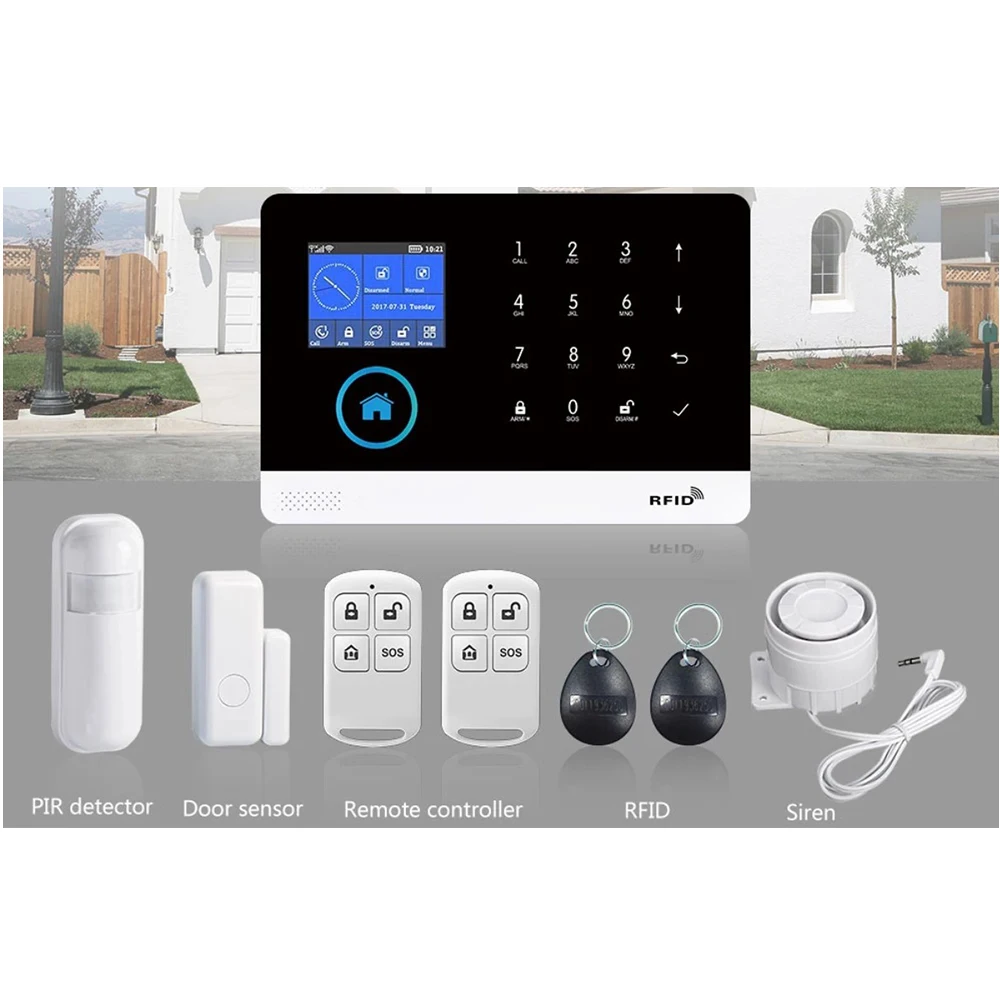 2.4inch Color TFT LCD Touch Keypad Operated SOS PIR Motion Fire Water/Gas/CO Leaking Notification 4G Alarm System with GSM WiFi enlarge