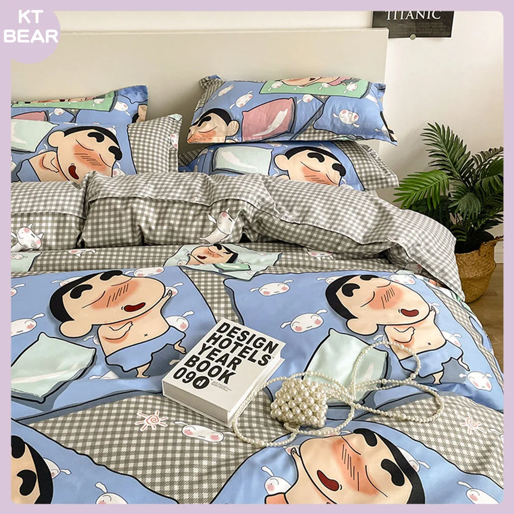 

Anime Crayon Shin-Chan Hello Kitty Bedlinen Set Quilt Comforter Pillow Case Bedclothes Adult Kid Boy Bed Bedroom Four-Piece Set