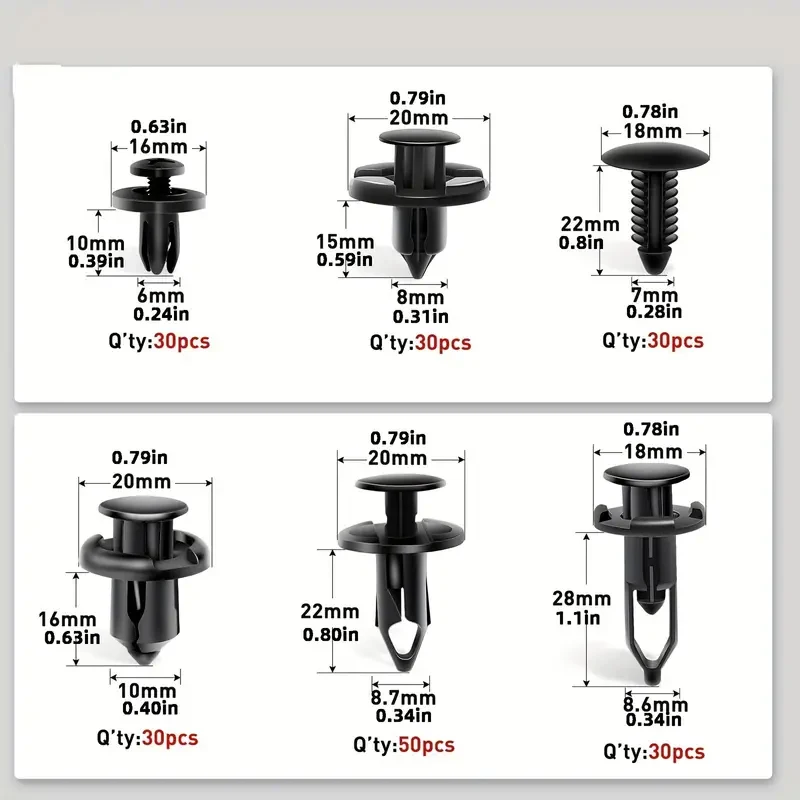 200 шт. зажим для автоматического крепления 6 мм 7 8 9 10 универсальный с шестью
