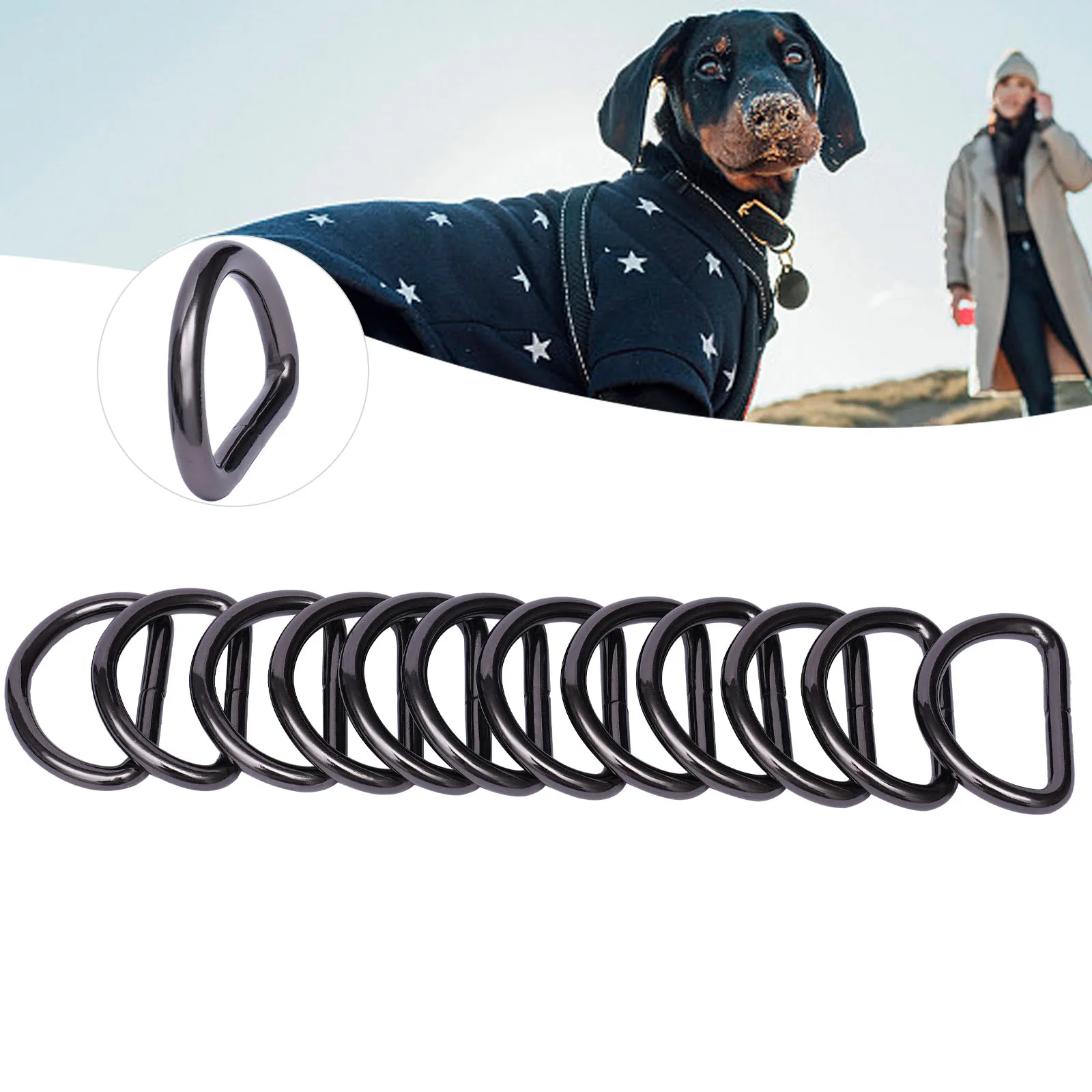 

Extra Welded Strong D Shape Rings Metal Heavy Duty Inside Width 12 Pack for Dog Collars Harnesses Fabric Paracord Strap Webbing