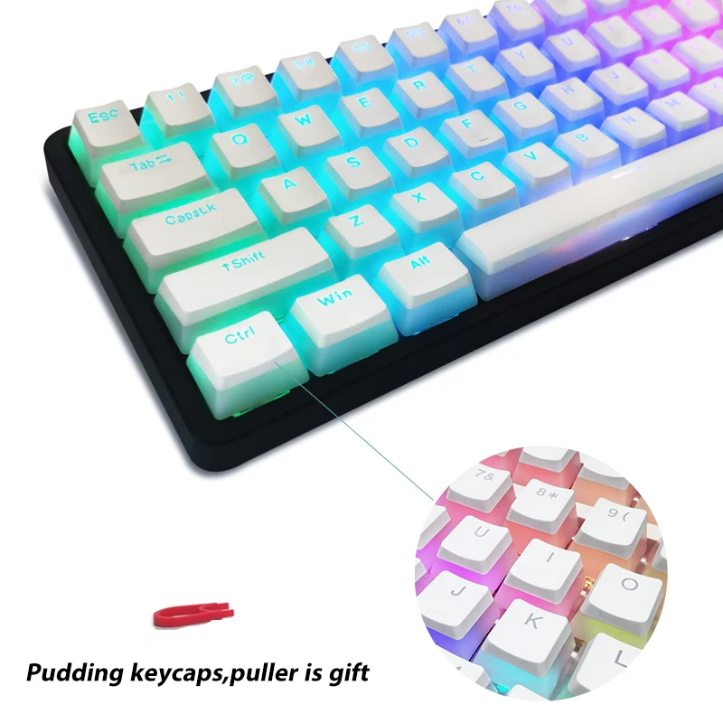 

XVX белые пудинговые колпачки клавиш PBT Double Shot 141 + 24 комплект клавиш OEM профильный колпачок клавиш для 100%, 75%, 65%, 60% механическая клавиатура колп...