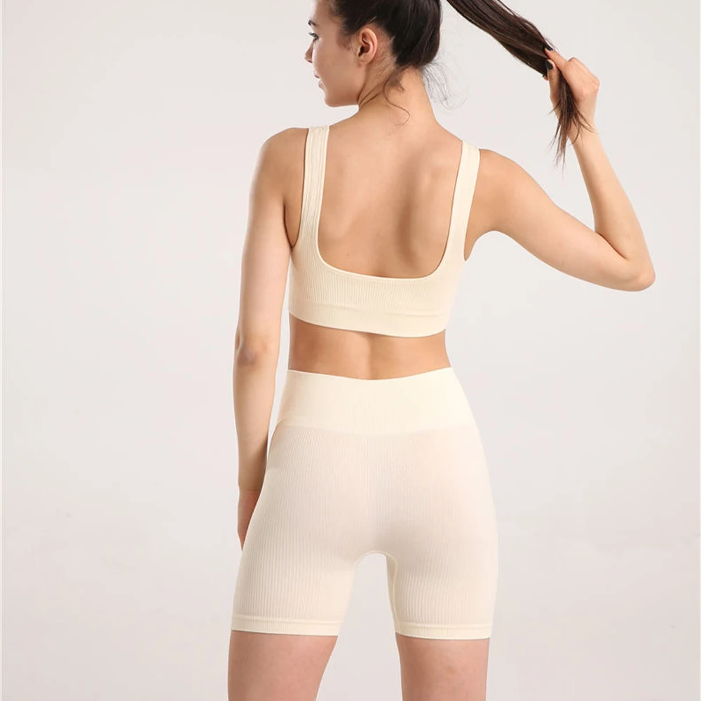 Seamless Sport Set Women 2 Two Piece Crop top Bra Leggings Shorts Yoga Set Sportsuit Wear Workout Outfit  Fitness Gym Clothes