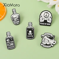 punk poison lapel pin skull danger enamel pins custom brooches badge jacket backpack accessories gift friends jewelry wholesale
