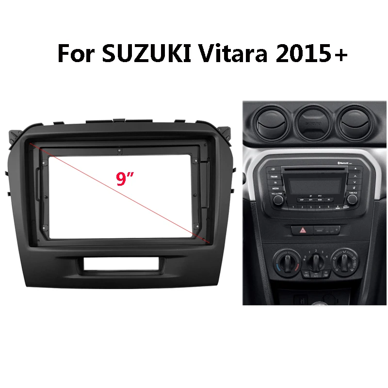 

Car Radio Dashboard Fascia For SUZUKI Vitara 2015+ Auto Stereo ABS Plastic Panel Mounting Bezel Faceplate Frame Kit 2 Din