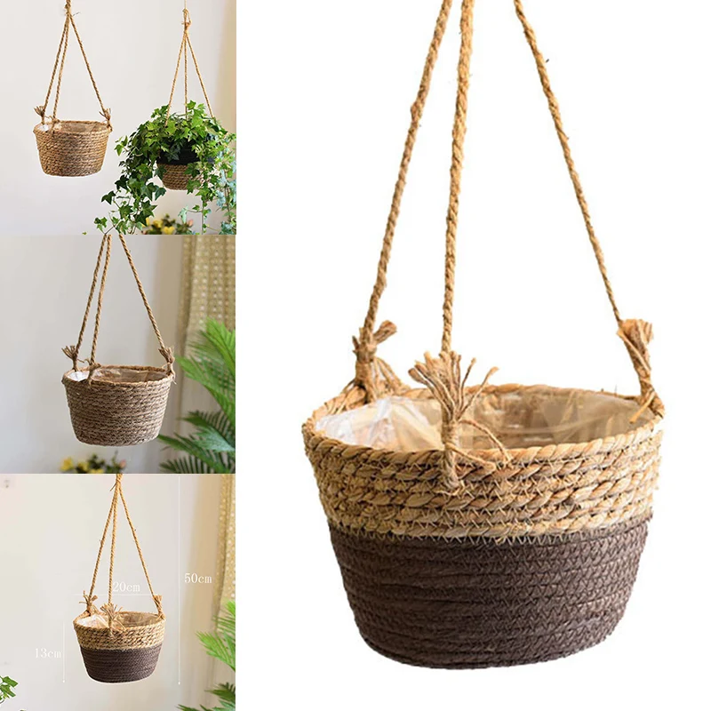 

Garden Plant Storage Basket Braided Simple And Elegant Home Decor Durable Hanging Planter Woven Indoor Outdoor Flower Pot VC