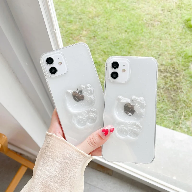 

JOME 3D transparent Cat for iPhone 12 11Pro 11promax 7 8 7plus x xs 13 13pro 13 PRO MAX xr xsmax 12Pro 12promax soft phone case