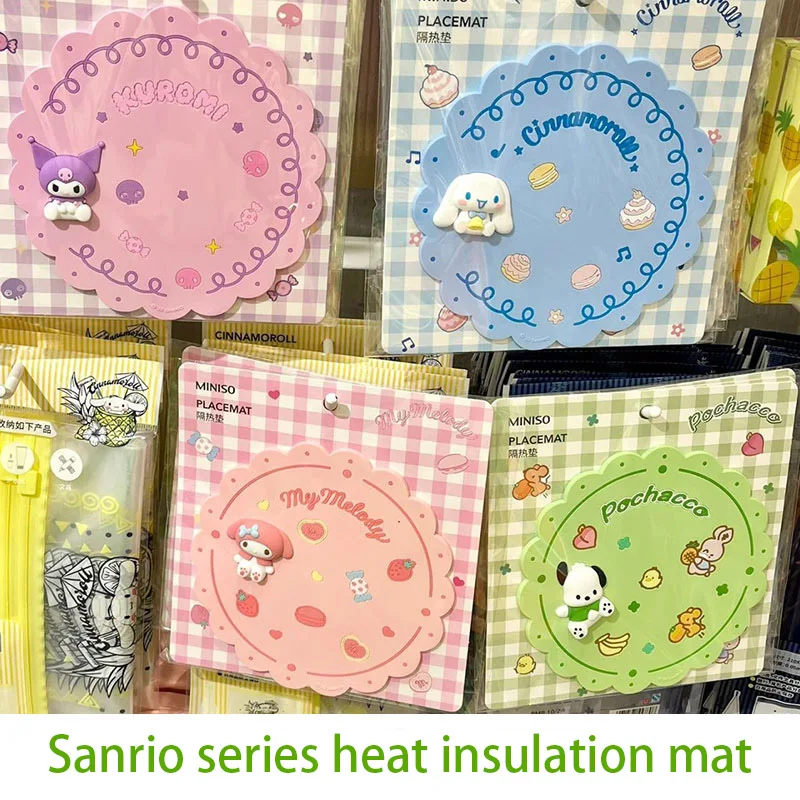 

Kawaii Insulation Pads Kuromi My Melody Cinnamoroll Cartoon Anime Silicone Heat Insulation Pad Sanrio Placemat Bowl Mat Coaster