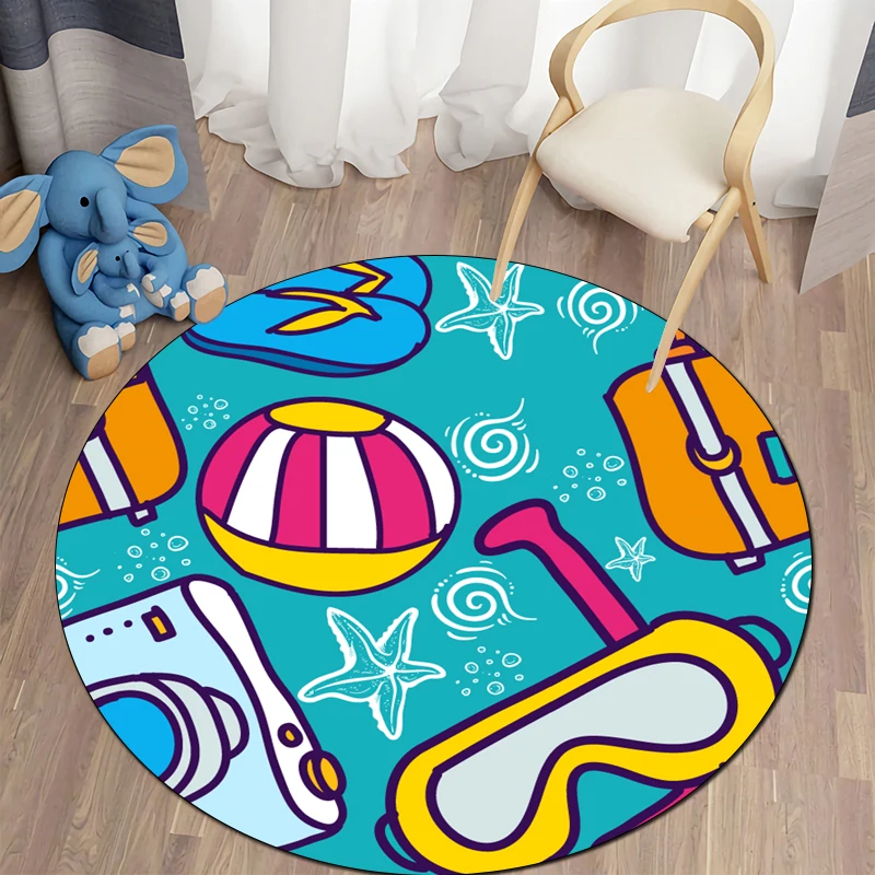 

Cartoon printing Round Carpet for Living Room Mat for Children Floor Circle Rug Yoga Mat Bedroom Esports Chair Mat Dropshipping