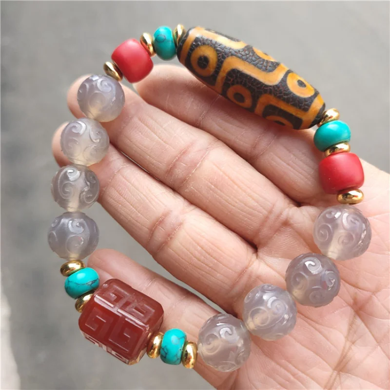 Ювелирные изделия из бусин Тибетский Ретро этнический стиль Dzi Агат булавка