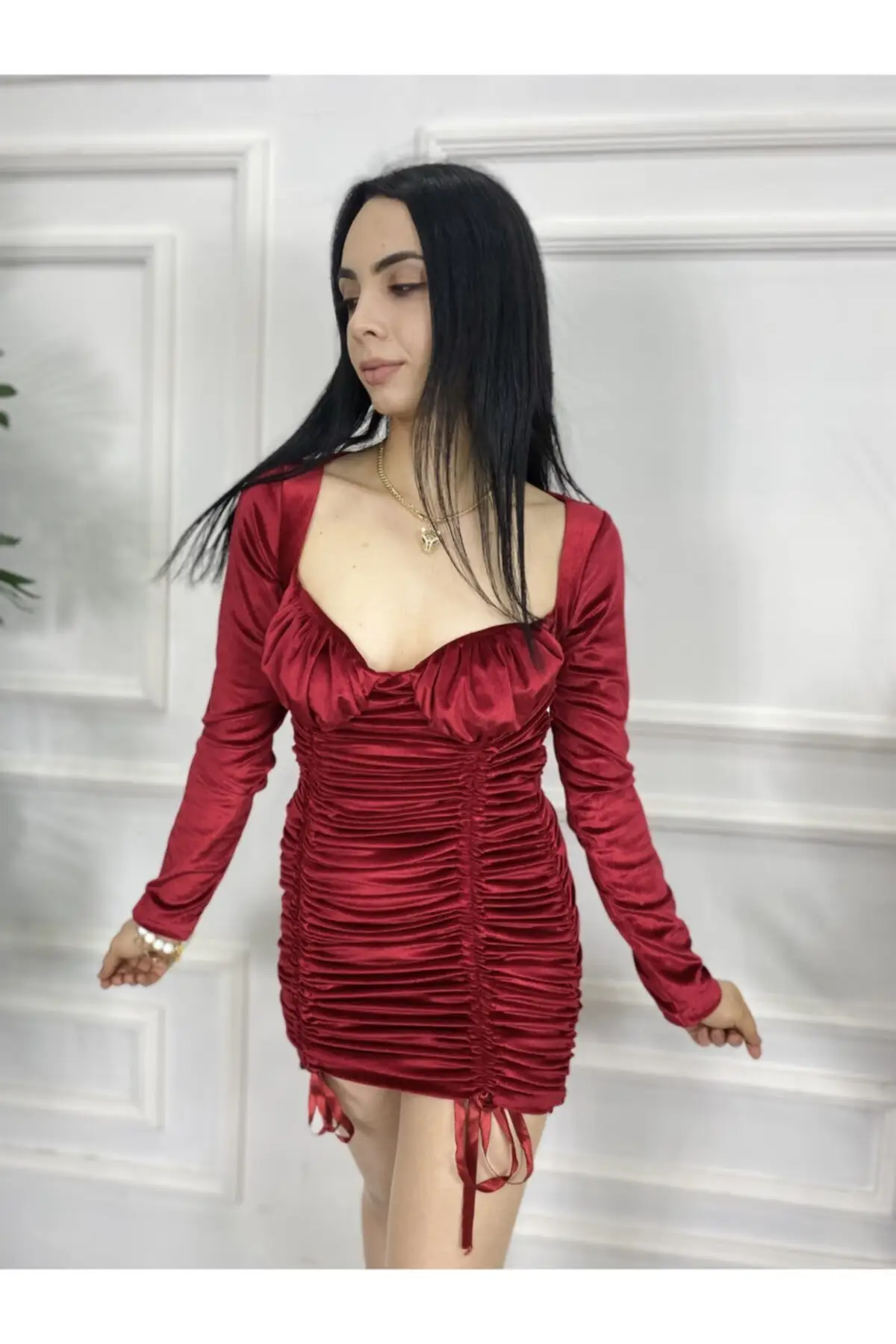 

Two shirred velvet Mini dress