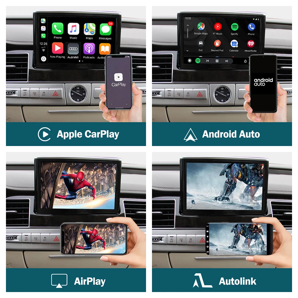 Беспроводной Apple CarPlay Android авто интерфейс для Audi A8 2012-2018 с зеркалом ссылка AirPlay
