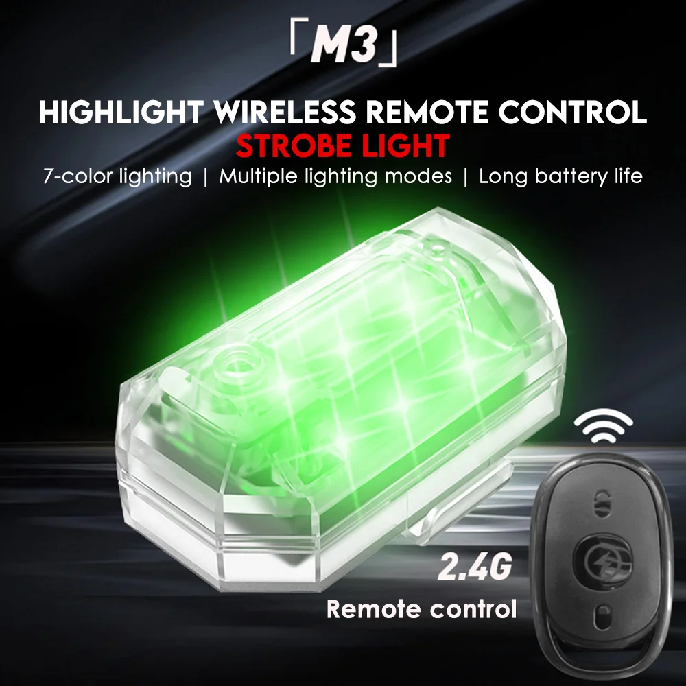 

7Colors Remote Control Aircraft LED Strobe Lights Long Battery Life Wireless Waterproof for Motorcycle Drone Cruise Lamp