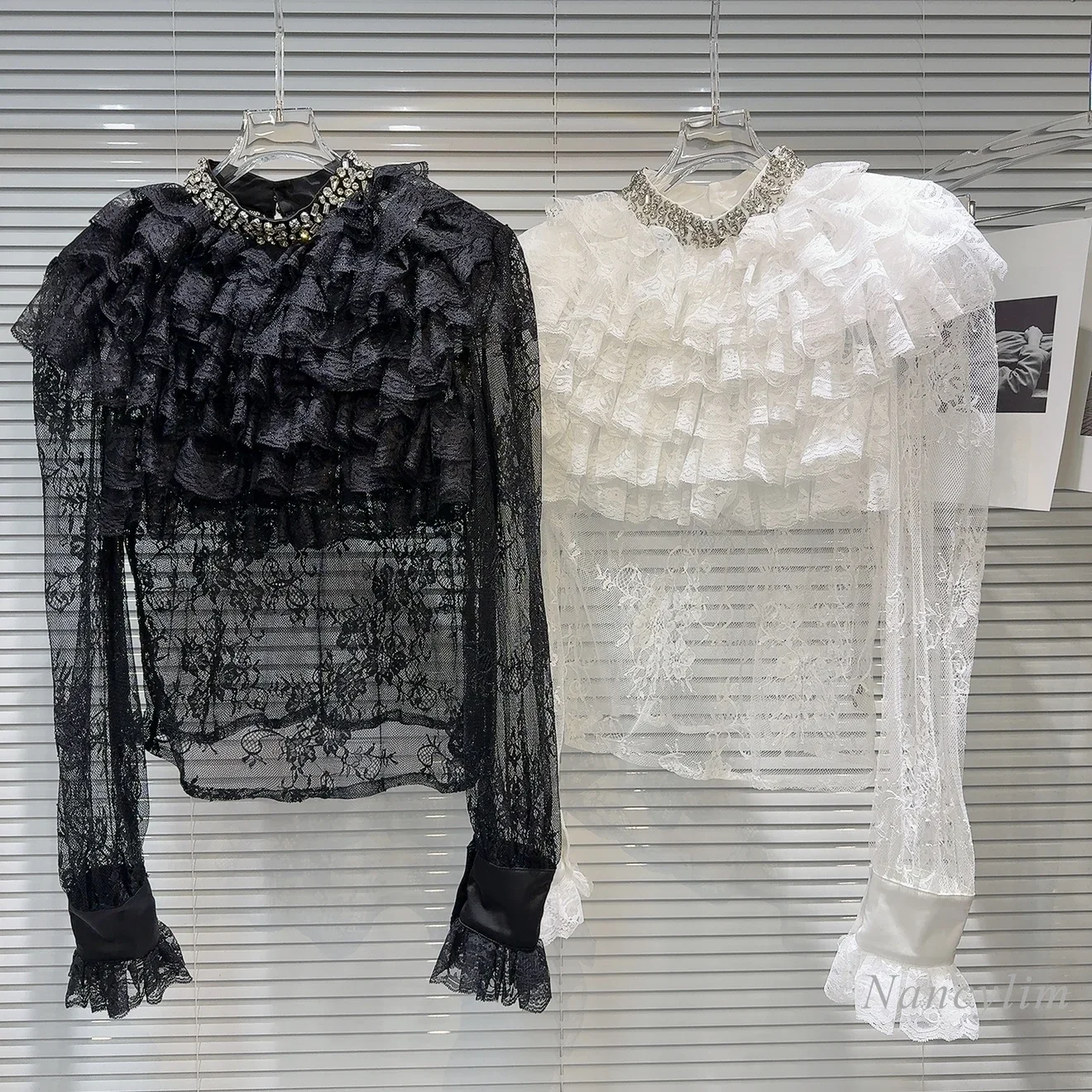 2024 зимняя новая французская ветровая рубашка с воротником-стойкой и