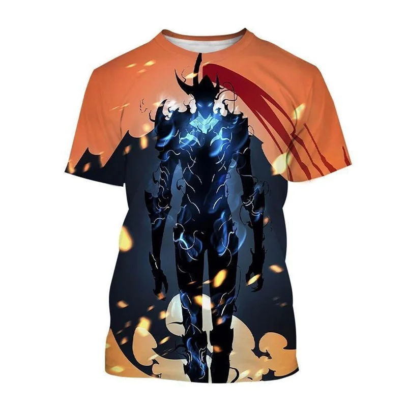 

3D Printing Solo Leveling Anime T-shirt For Men Casual Fashion Cartoon Short Sleeves Harajuku Summer Oversized T Shirts Clothes