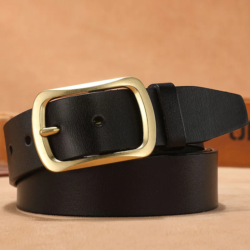 

[IMOSOIKO] Men's Fashion Cowhide Leather Belts Designer Retro Waistband Business Luxury Formal Jeans Belts Dress Casual Belts